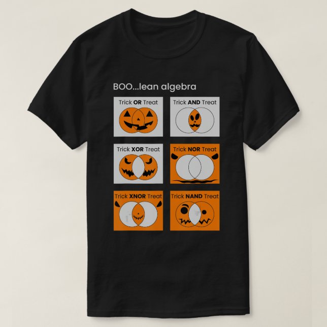 Boolean Algebra, Trick oder Treat Pumpkin Venn Dia T-Shirt (Design vorne)