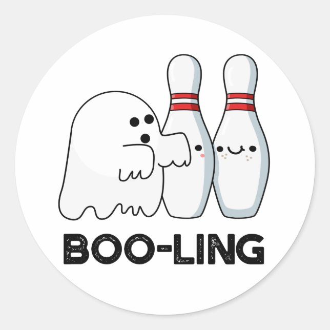 Booling Niedliche Halloween Bowling Ghost Pun Runder Aufkleber (Vorderseite)