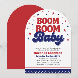Boom Boom Baby 4. Juli Patriotic Baby Dusche Einladung