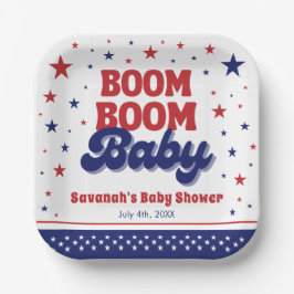 Boom Boom Baby 4. Juli Patriotic Baby Dusche Pappteller