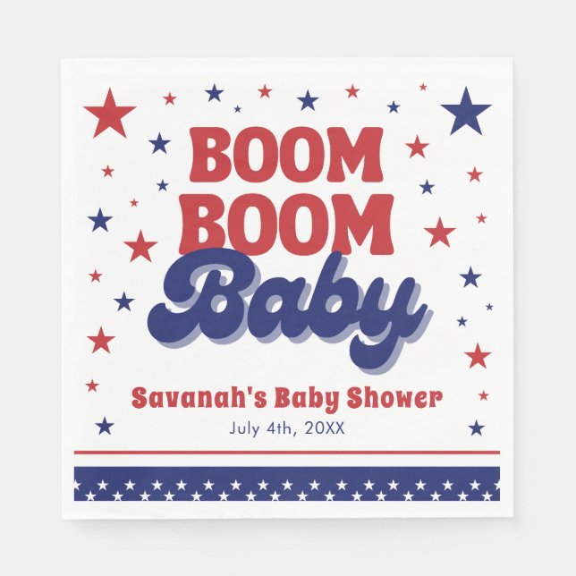Boom Boom Baby 4. Juli Patriotic Baby Dusche Serviette (Vorderseite)