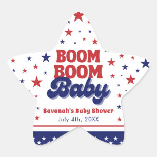 Boom Boom Baby 4. Juli Patriotic Baby Dusche Stern-Aufkleber
