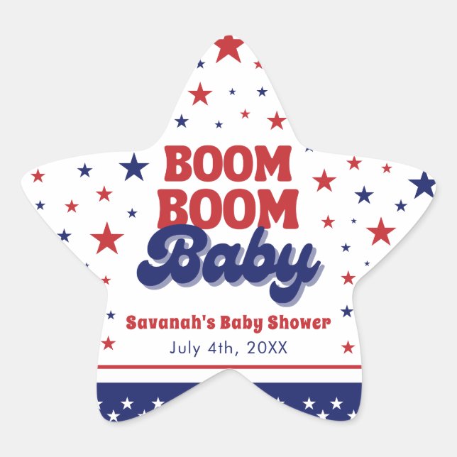 Boom Boom Baby 4. Juli Patriotic Baby Dusche Stern-Aufkleber (Vorderseite)