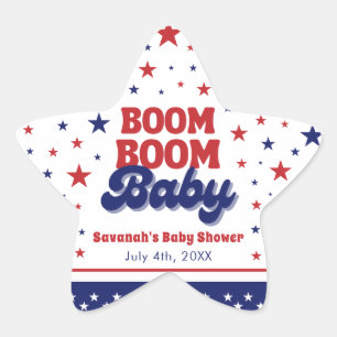 Boom Boom Baby 4. Juli Patriotic Baby Dusche Stern-Aufkleber