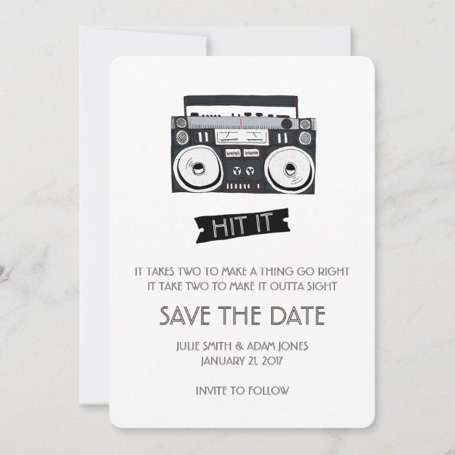 Boom Box Hochzeit - Termin vormerken Save The Date (Vorderseite)