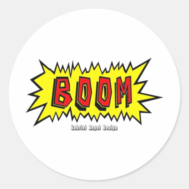 Boom Cartoon Blurb Runder Aufkleber (Vorderseite)