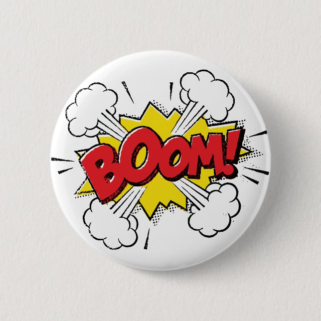Boom-Cartoon-Entwurf Button (Vorderseite)