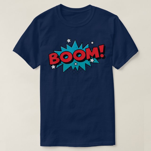 BOOM Comic Book Cartoon Funny Pop Art Design V T-Shirt (Design vorne)