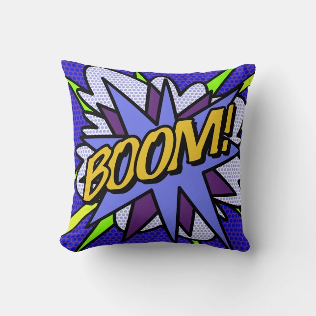 BOOM Comic Book Fun Moderne Typografie Kissen (Vorderseite)