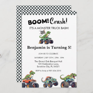 Boom Crash, Monster Truck Geburtstag Einladung