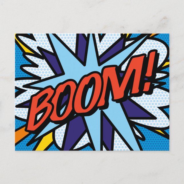 BOOM Deine Message Speech Bubble Fun Retro Ankündigungspostkarte (Vorderseite)