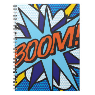 BOOM Fun Retro Comic Pop Kunst, Dichtung und Musik Notizblock