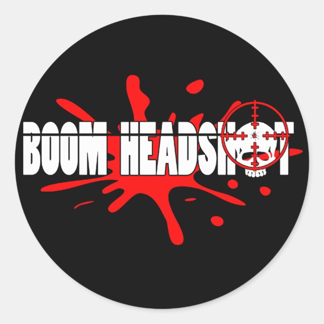 Boom Headshot Runder Aufkleber (Vorderseite)