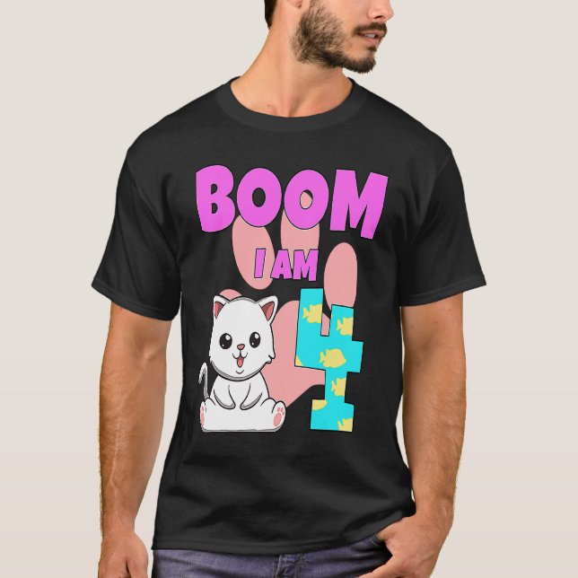 Boom ich bin 4 Katze T-Shirt (Vorderseite)