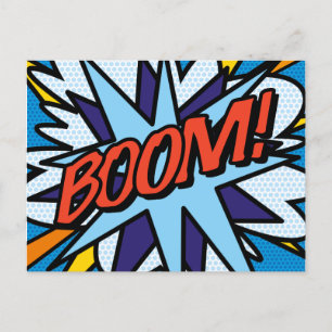 BOOM Lustige Retro-Comic-Book-Pop-Art Ankündigungspostkarte
