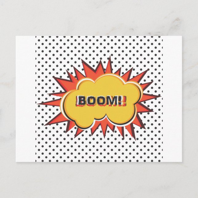 Boom Pop Art Comic Buch Explosion Cartoon Postkarte (Vorderseite)