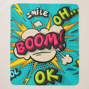 Boom-Pop-Art-Wolkenblase. Lächeln, wow, pow, cool, Sherpadecke