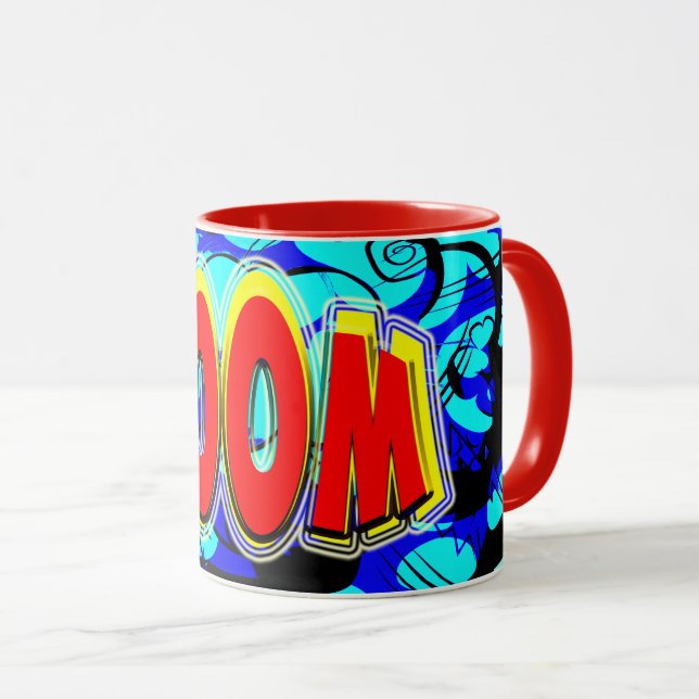 Boom Red and Yellow Comic Book Action Buble Tasse (VorderseiteRechts)
