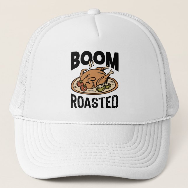 Boom Roasted Erntedank Türkei Geschenk Truckerkappe (Vorderseite)