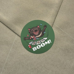 Boom! Royal Flush Bomb Tasmanian Devil Poker Hand Runder Aufkleber