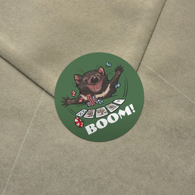 Boom! Royal Flush Bomb Tasmanian Devil Poker Hand Runder Aufkleber (Von Creator hochgeladen)