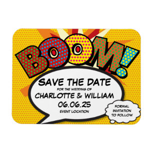 BOOM Save the Date Spaß Comic Buch Modernes Magnet