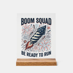 Boom Squad Patriotisches Feuerwerk Vintage-Shirt-D Acrylschild