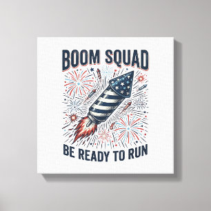 Boom Squad Patriotisches Feuerwerk Vintage-Shirt-D Leinwanddruck