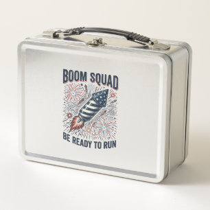 Boom Squad Patriotisches Feuerwerk Vintage-Shirt-D Metall Brotdose