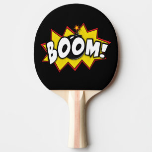 Boom Superhero Comic Action Words Ping Pong Paddle Tischtennis Schläger