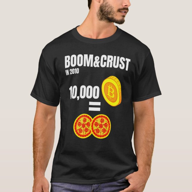 Boom und Krustengeschichte von Bitcoin Btc Krypto  T-Shirt (Vorderseite)