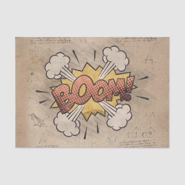 BOOM! Vintages Comic Buch Steampunk Pop Kunst Seidenpapier (Vorderseite)