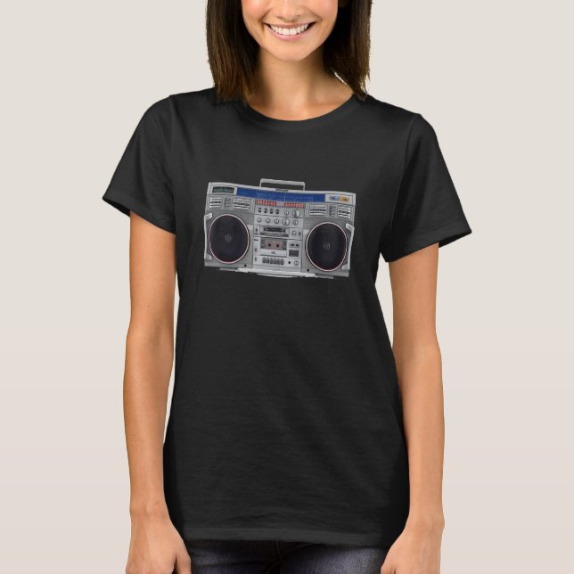 Boombox 80er 90s Retro Music Hip Hop Rap mit Bass T-Shirt (Vorderseite)