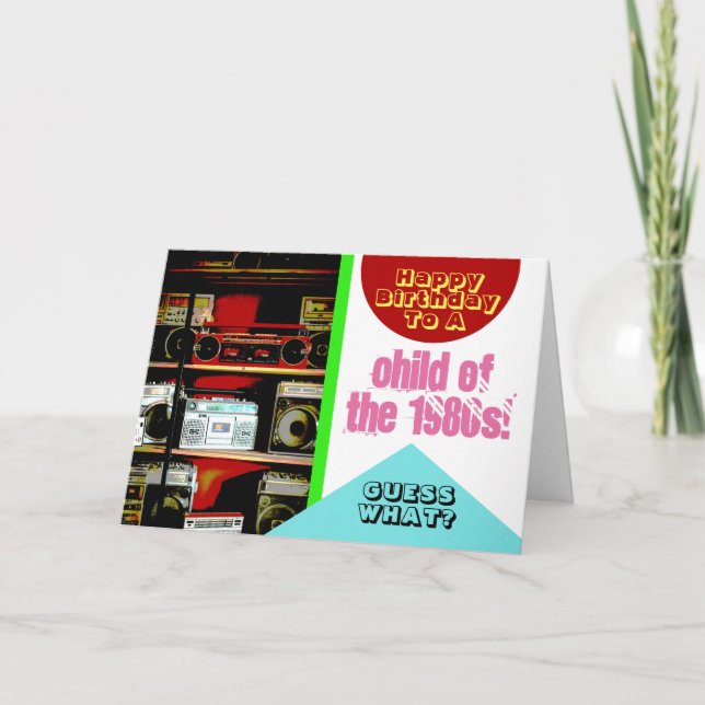 Boombox Boom Box Child 1980er Achtziger Spaß Gebur Karte (Vorderseite)