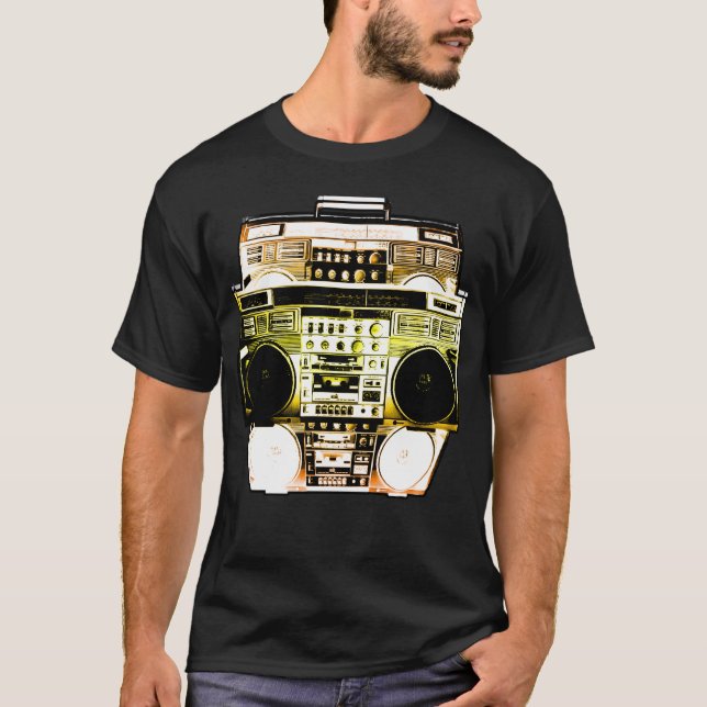 Boombox Farbe verblassen (Gold) T-Shirt (Vorderseite)