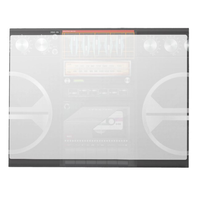 Boombox Ghetto Blaster Notizblock (Vorderseite)