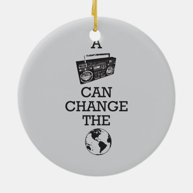 Boombox kann die Welt ändern Keramikornament (Hinten)