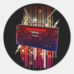 Boombox-Krach Runder Aufkleber