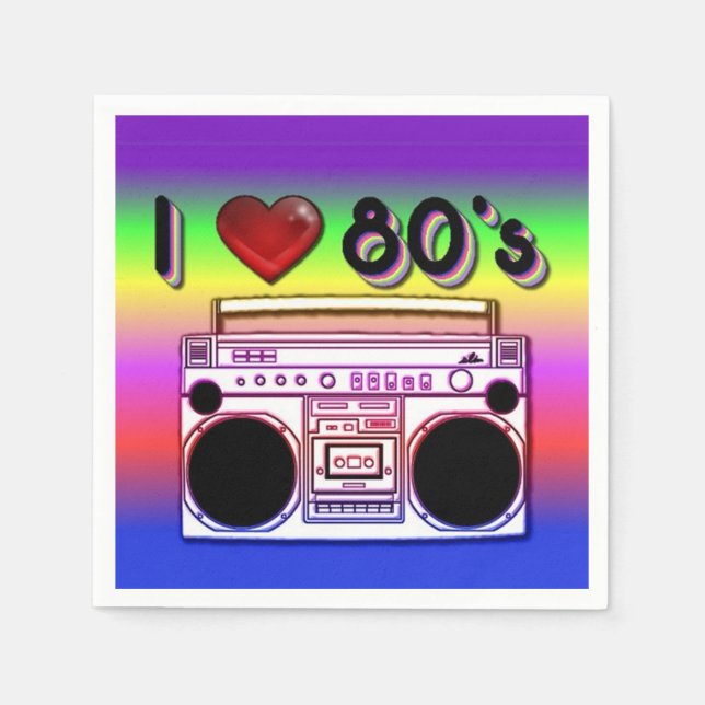 Boombox-Party Napkins 80 Serviette (Vorderseite)