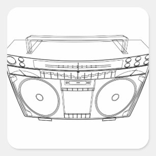 boombox quadratischer aufkleber