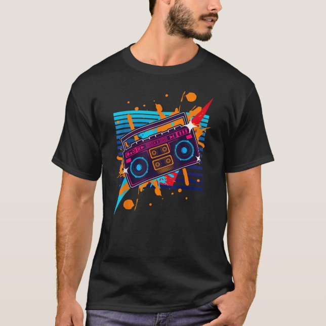 Boombox Radio Old School Hip Hop, Rap Kassette T-Shirt (Vorderseite)