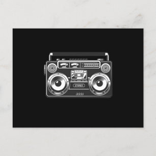 Boombox Vintag 80er Retromusik Hip Hop Rap schwarz Postkarte