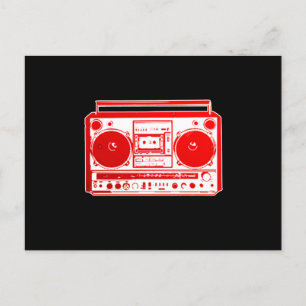 Boombox Vintage Retro Musik Hip Hop Rap Ghetto Rot Postkarte
