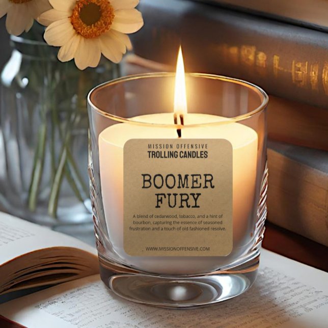 Boomer Spaß Candle Labels Quadratischer Aufkleber (Von Creator hochgeladen)
