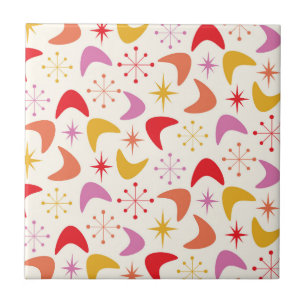 Boomerang im Mid-Century-Stil mit farbenfrohen Ste Fliese
