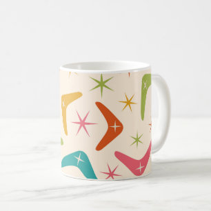 Boomerang im Stil der Mitte des Jahrhunderts mit r Kaffeetasse