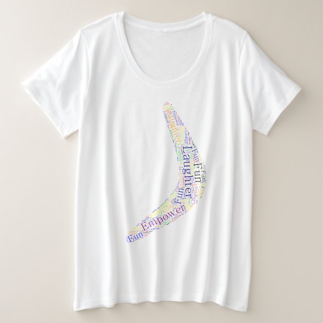 Boomerang Lachen, Spaß, Empower Große Größe T-Shirt (Design vorne)