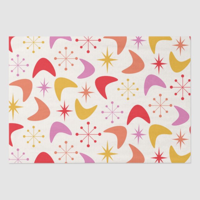 Boomerang Mitte des 20. Jahrhunderts mit farbenfro Seidenpapier (Vorderseite)