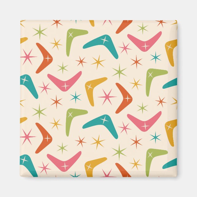 Boomerang Mitte des Jahrhunderts mit Retro-Sternex Magnet (Vorne)