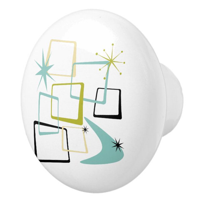 Boomerang Squares Mitte des 19. Jahrhunderts Keramikknauf (Rechts)